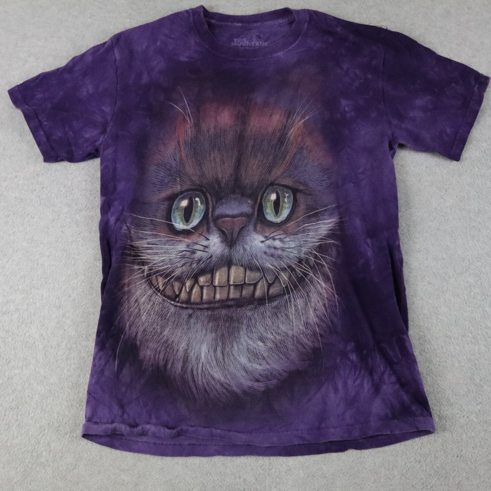 The Mountain T-Shirt Mens Small Big Face Cheshire Cat Tee Purple Short Sleeve